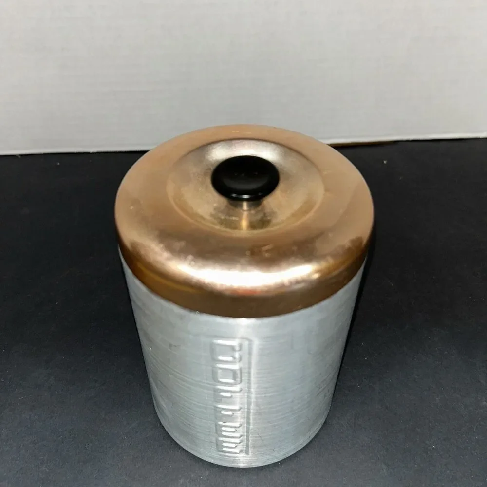 Vtg 60s Aluminum Coffee Canister Copper Lid Bakelite Knob Italy Made
